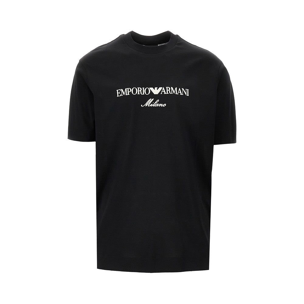 T-shirt in misto lyocell con logo ricamato