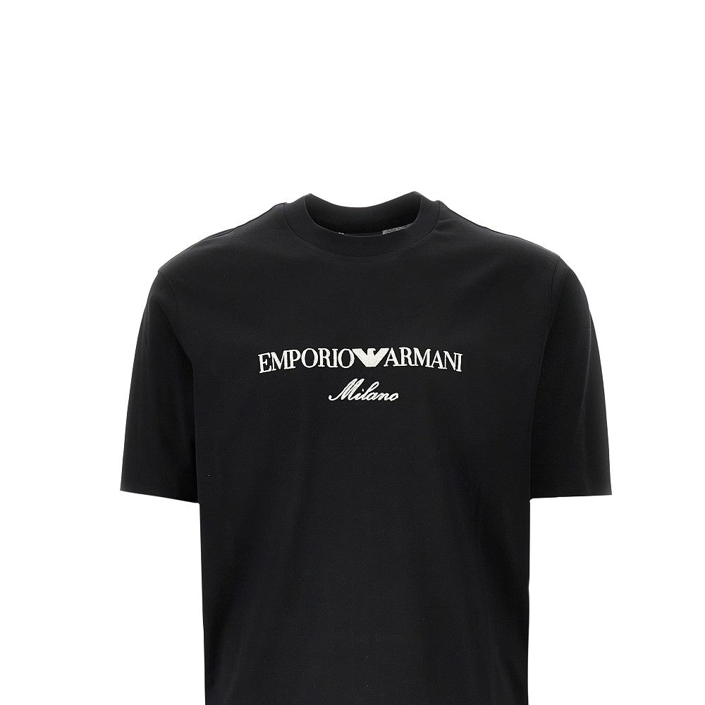 T-shirt in misto lyocell con logo ricamato