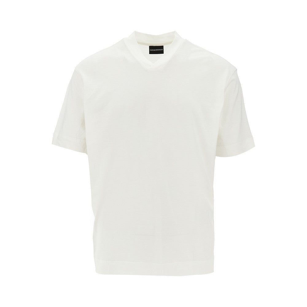 T-shirt a manica corta in misto cotone e seta