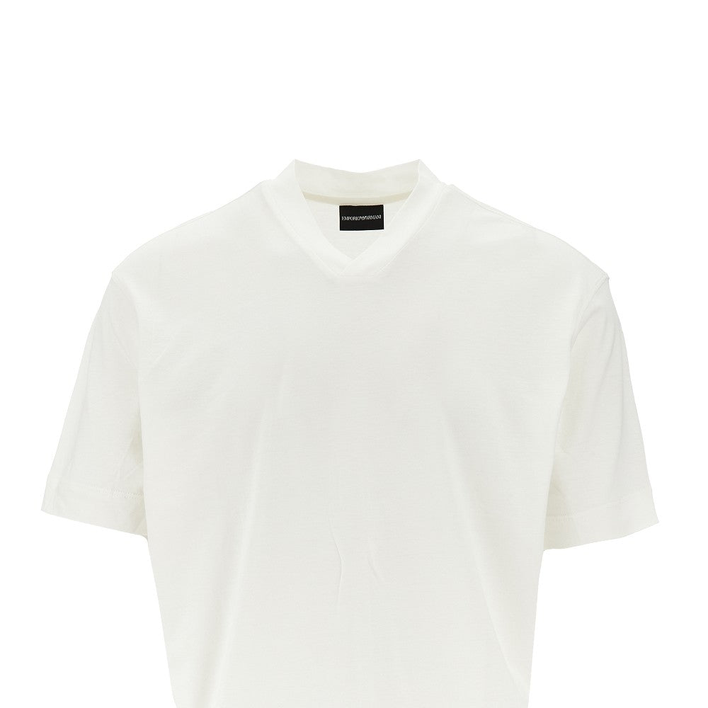 T-shirt a manica corta in misto cotone e seta