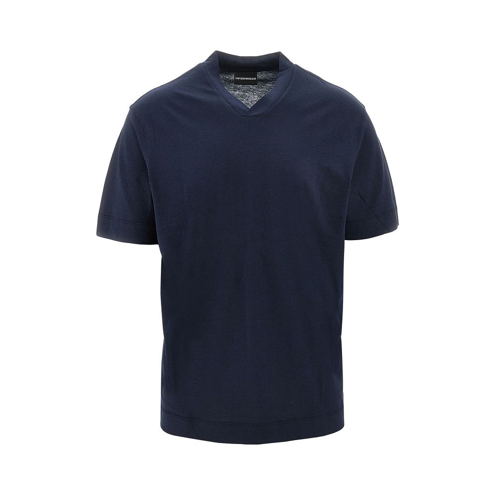 T-shirt a manica corta in misto cotone e seta