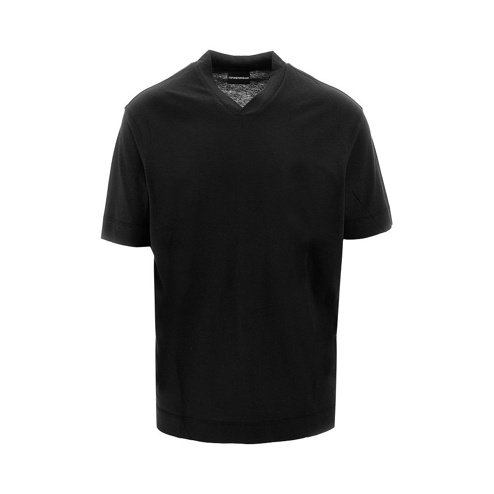 T-shirt a manica corta in misto cotone e seta
