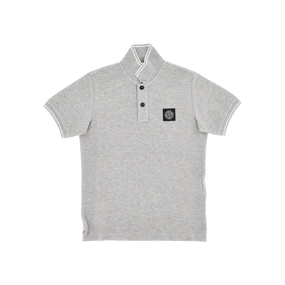 Logo patch stretch piquet polo shirt