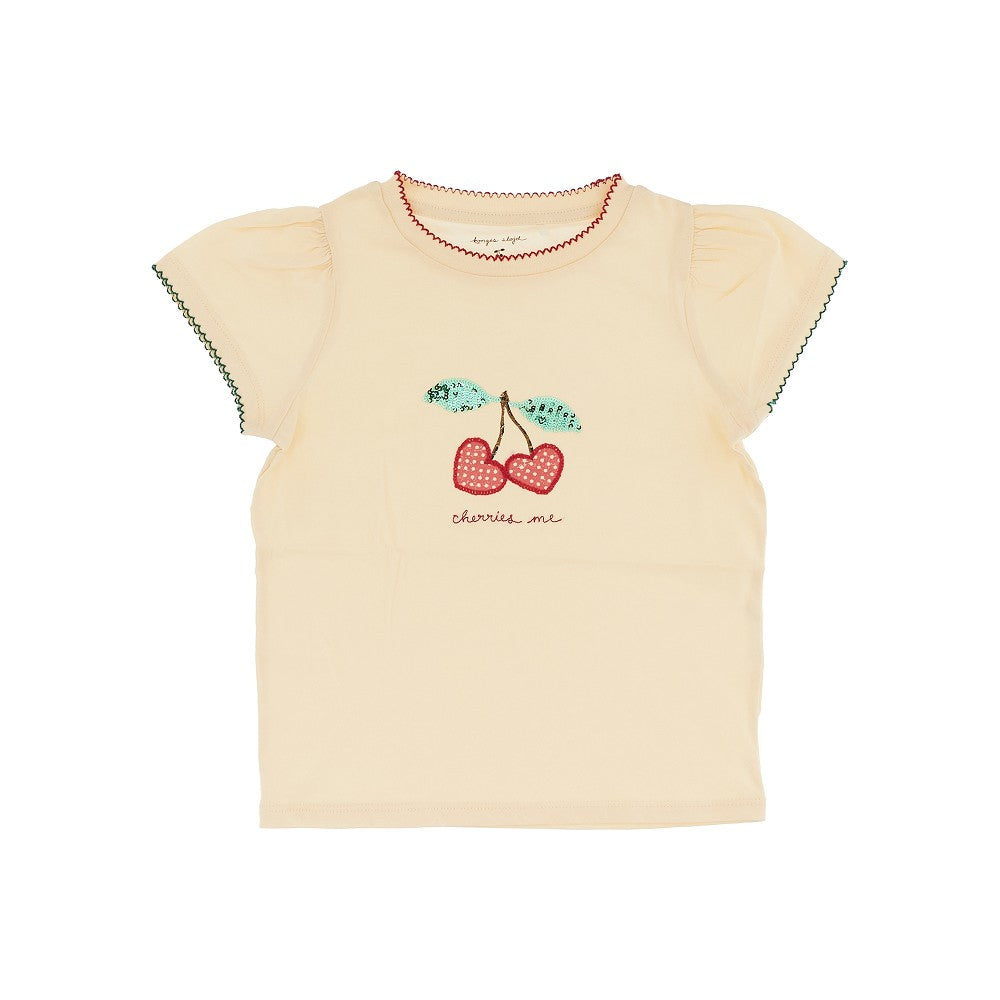 T-shirt con stampa e ricamo 'Cherries me'