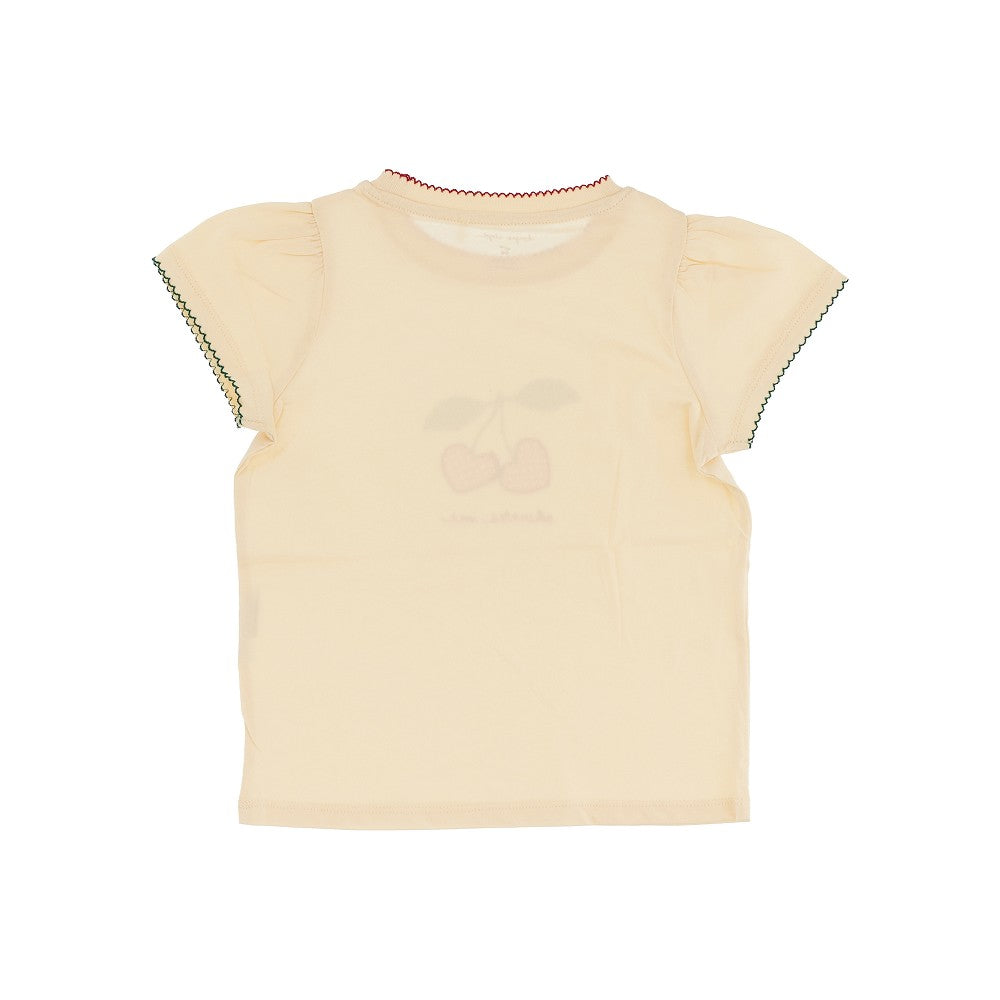 T-shirt con stampa e ricamo 'Cherries me'