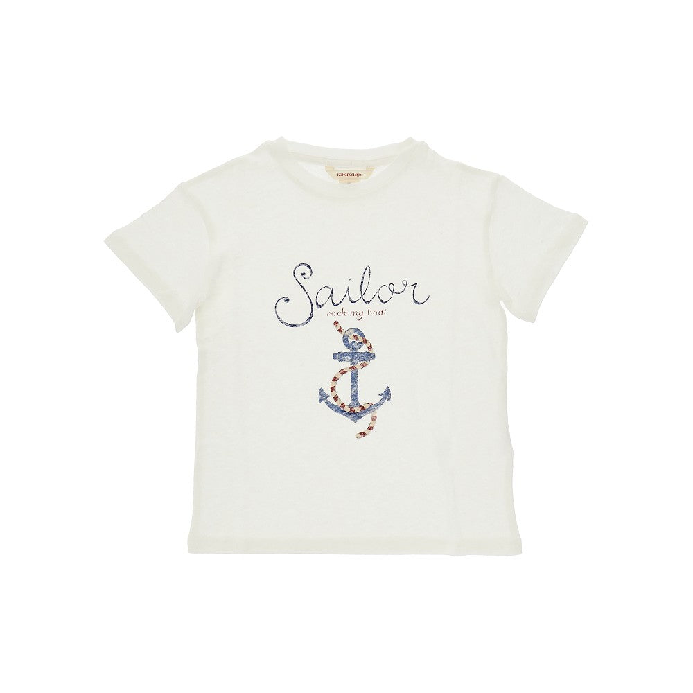 T-shirt in misto cotone e lino