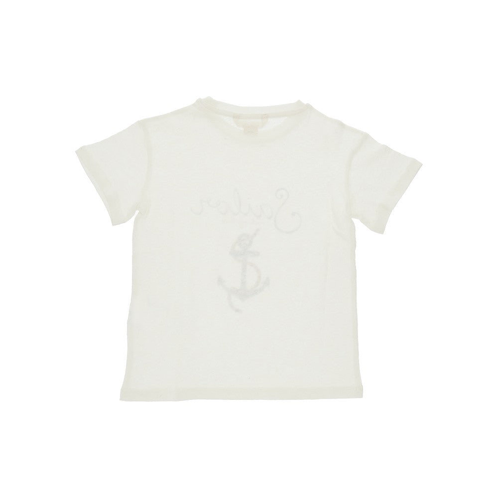 T-shirt in misto cotone e lino