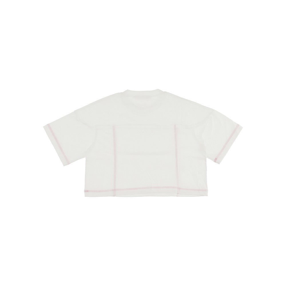 T-shirt cropped con cuciture a contrasto