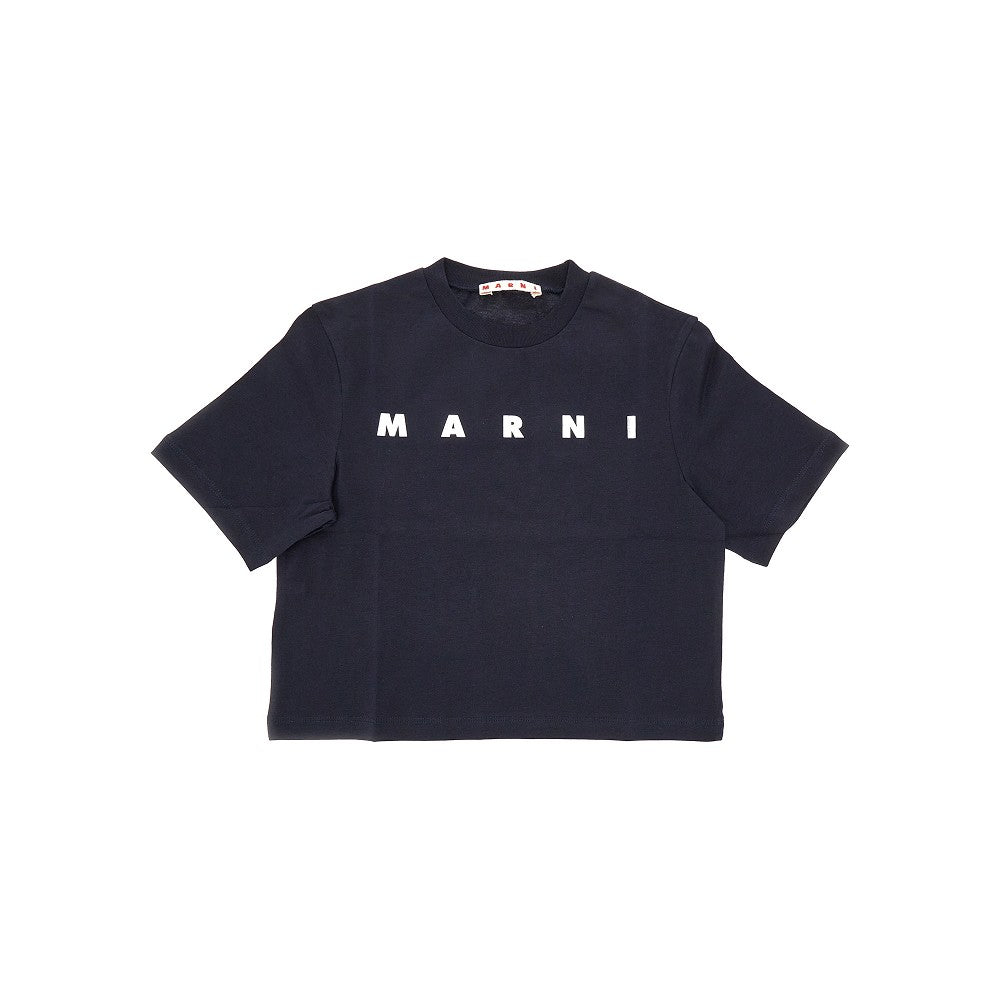 T-shirt con stampa logo metallizzata