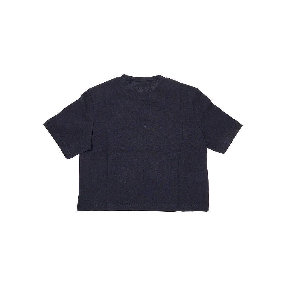 T-shirt con stampa logo metallizzata