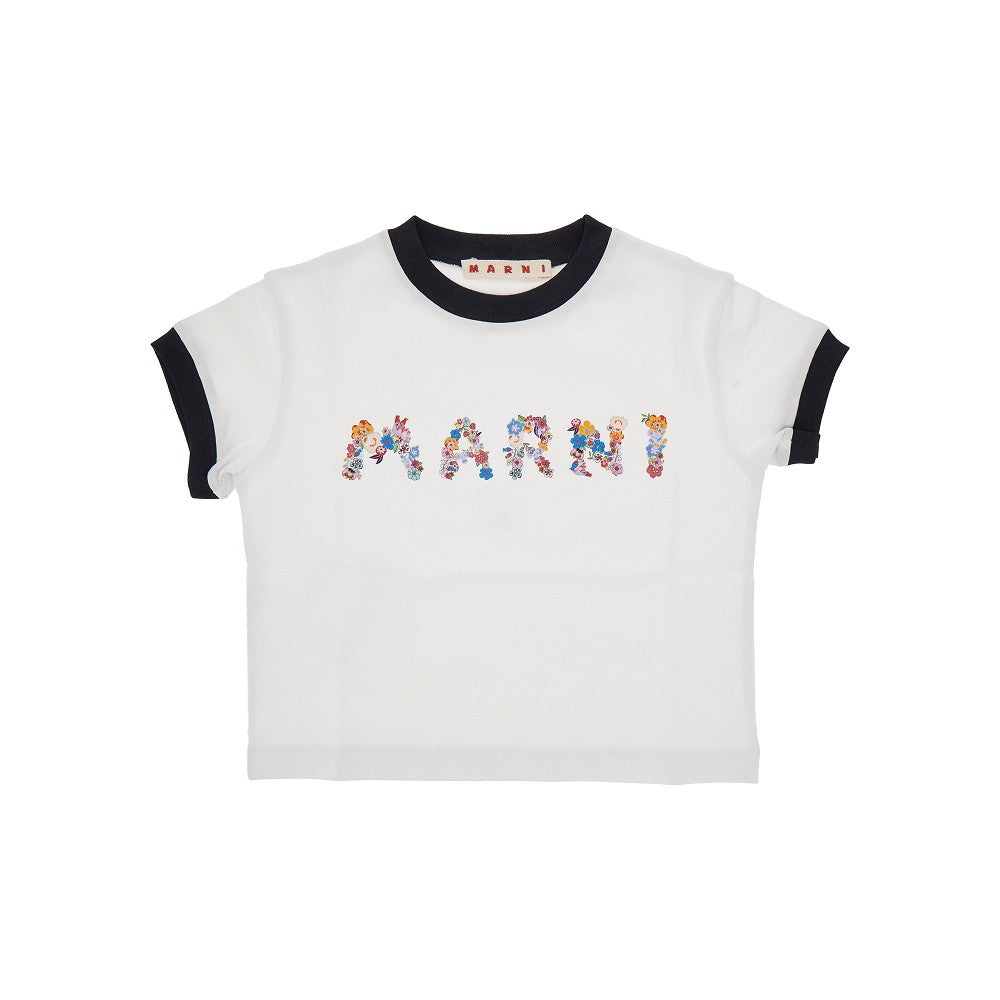 T-shirt con stampa logo floreale