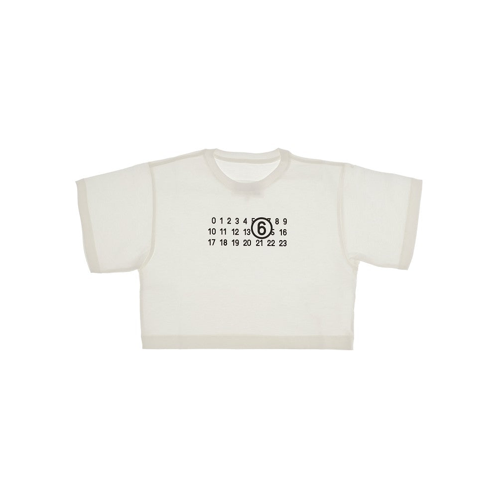 T-shirt cropped con logo numerico
