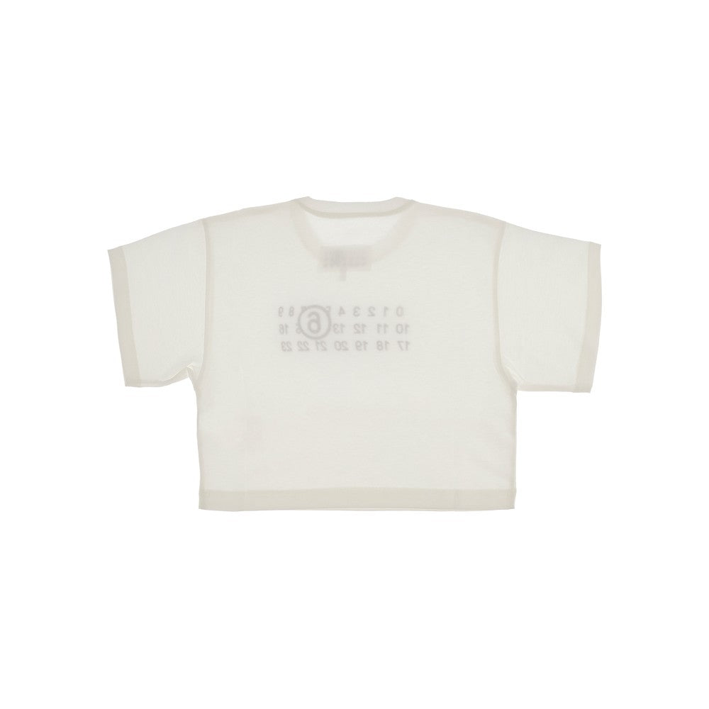 T-shirt cropped con logo numerico