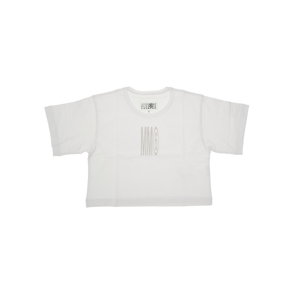 T-shirt cropped con stampa logo