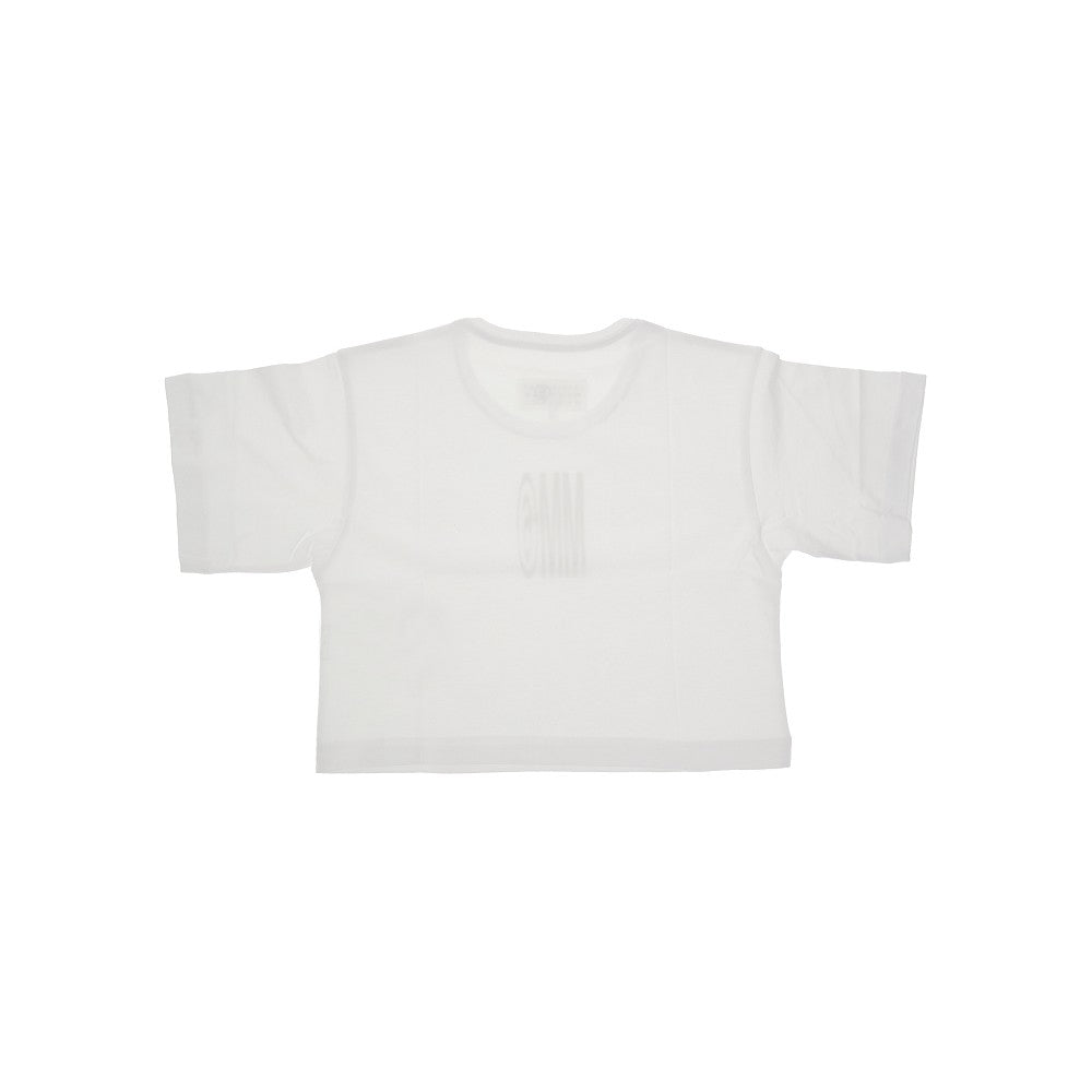 T-shirt cropped con stampa logo
