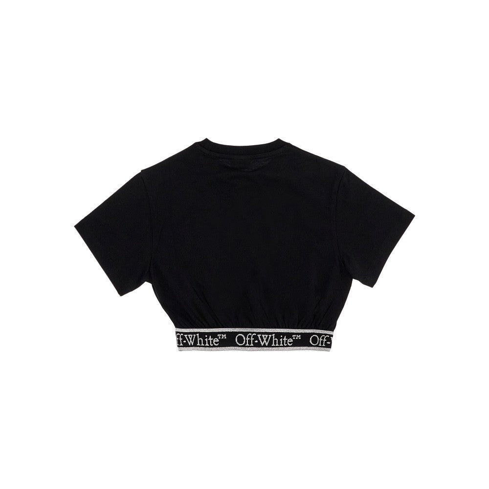 T-shirt cropped con fascia logata