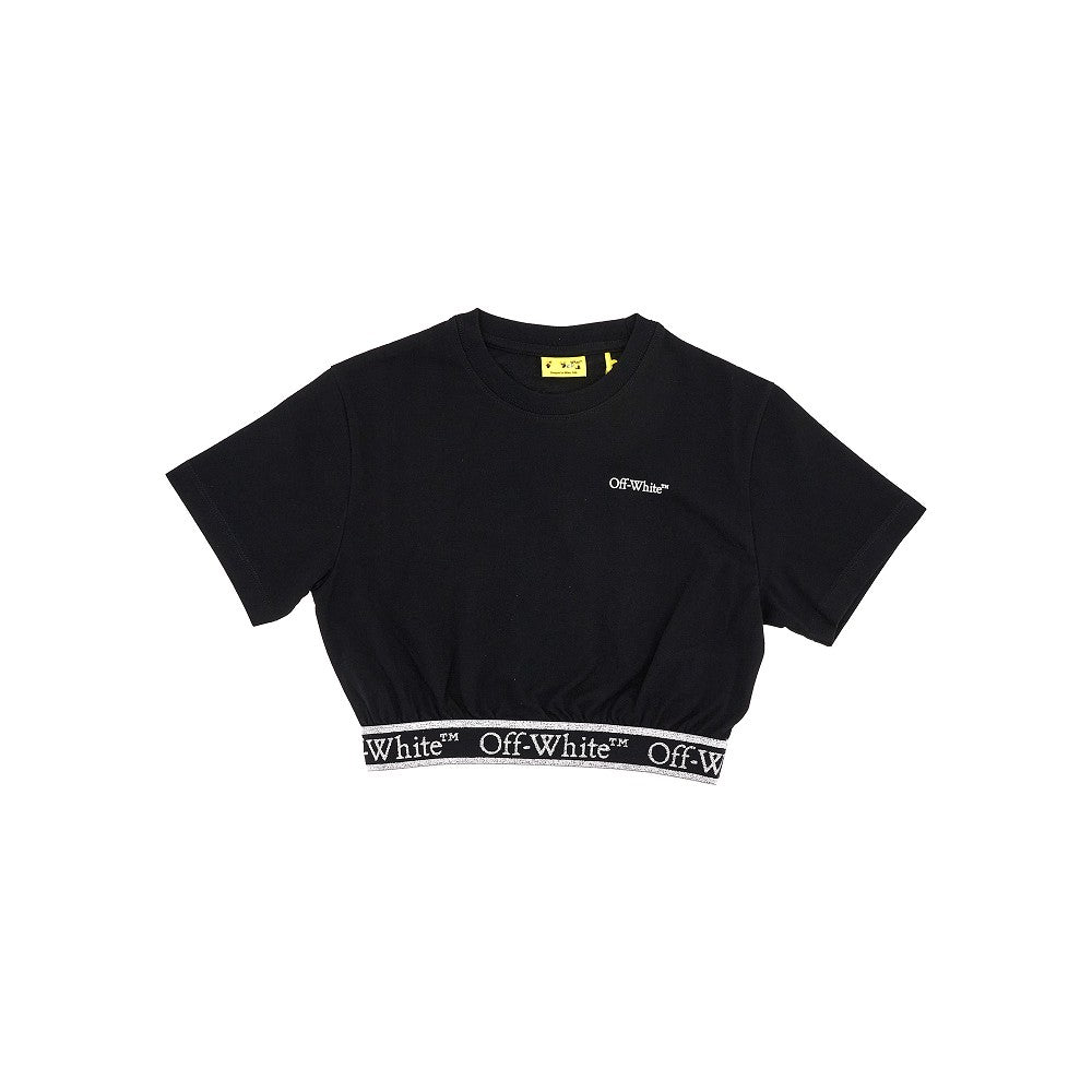 Cropped T-shirt with elastic logoband