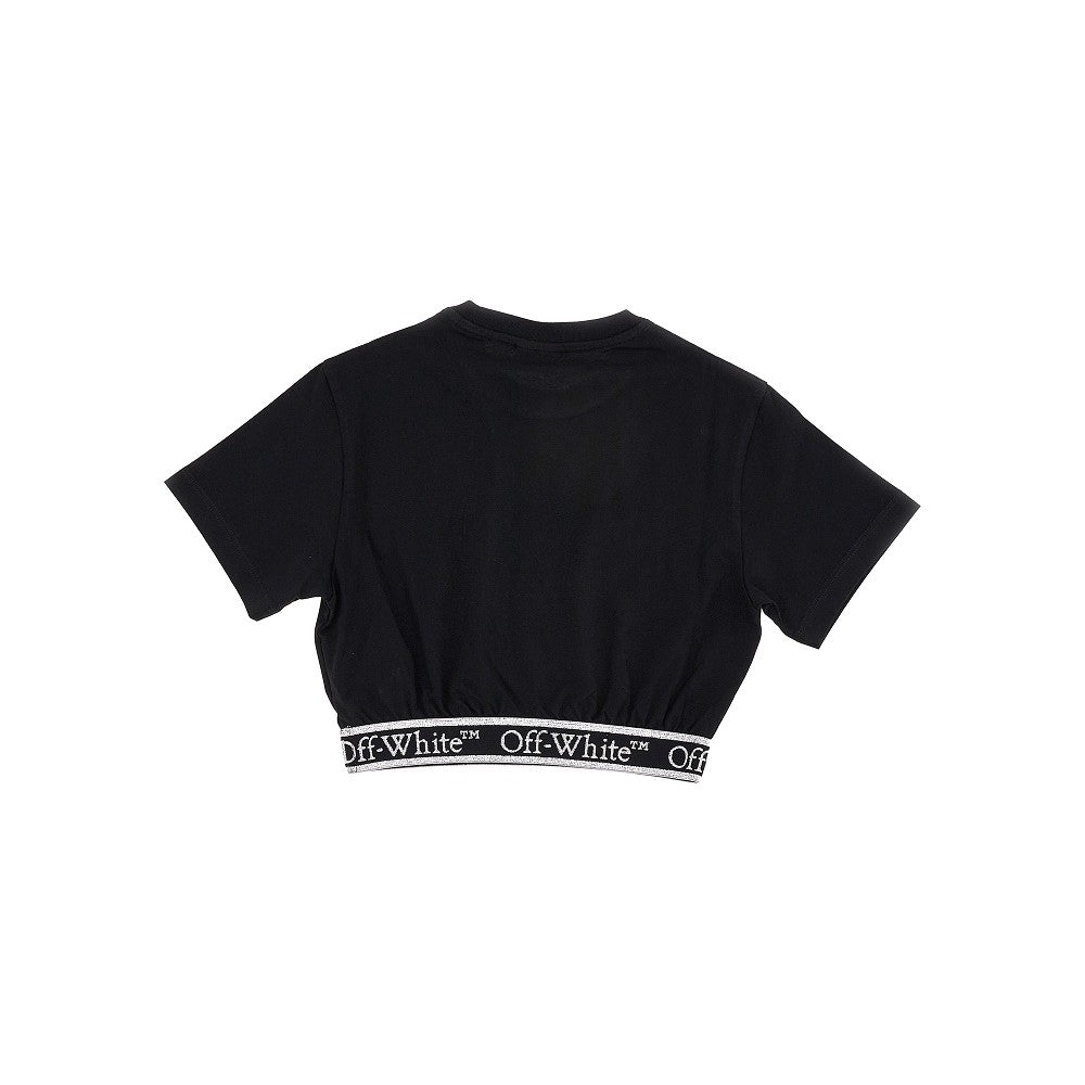Cropped T-shirt with elastic logoband