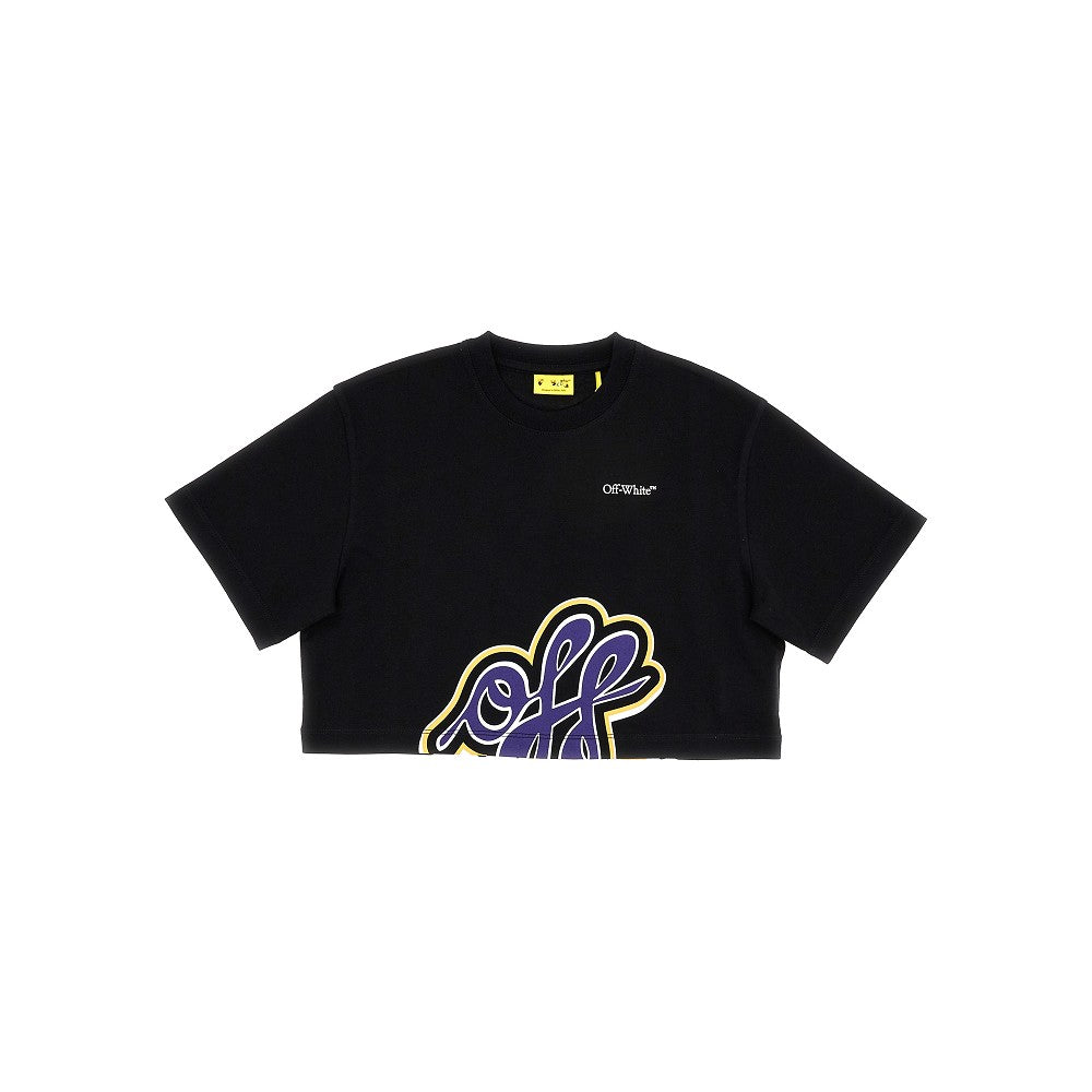 T-shirt cropped con stampa logo Graffiti