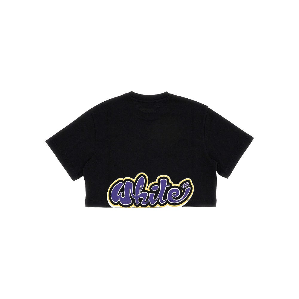 T-shirt cropped con stampa logo Graffiti