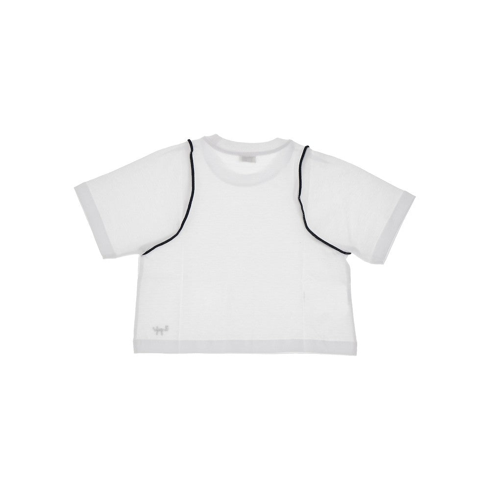 T-shirt con bordino a contrasto
