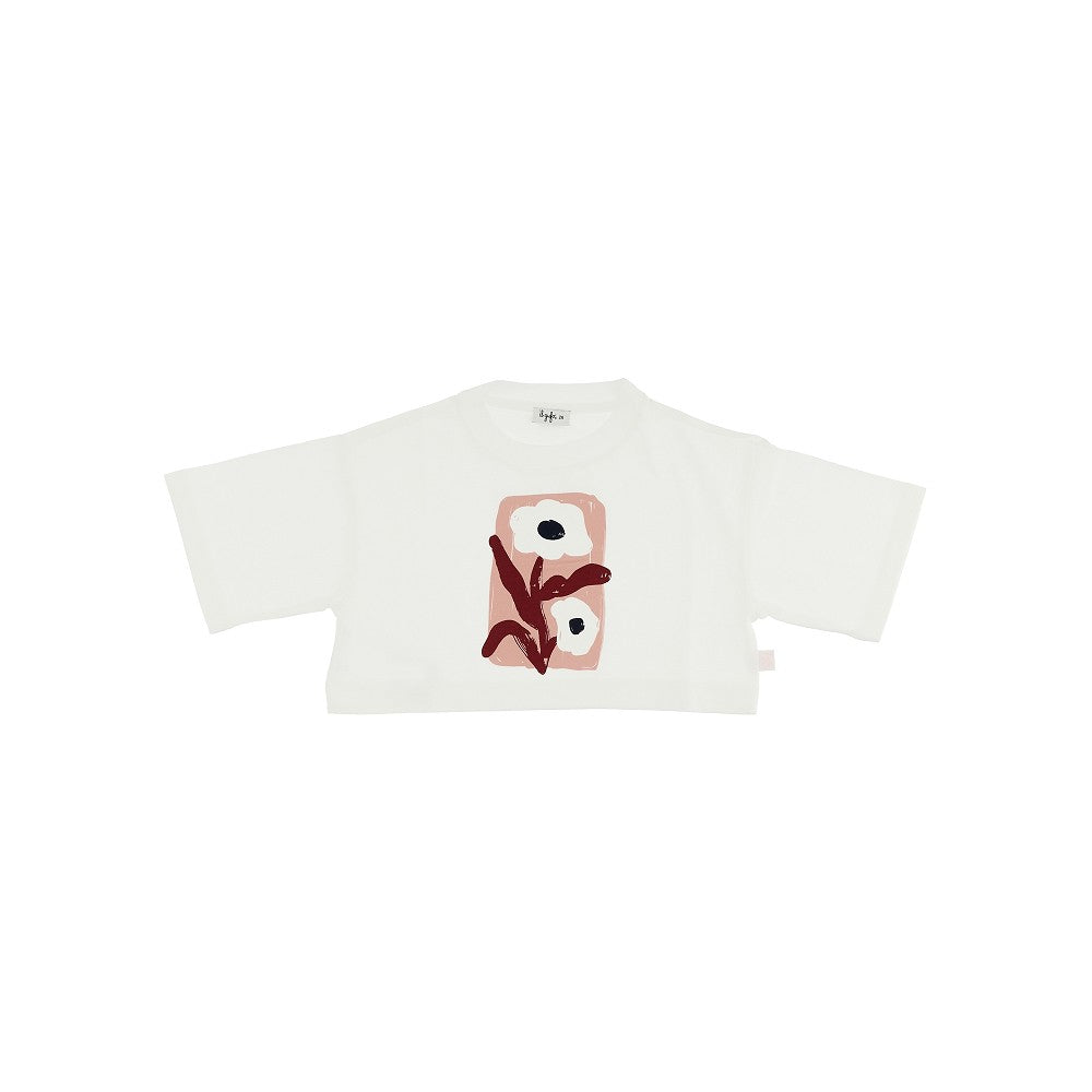 T-shirt cropped con stampa