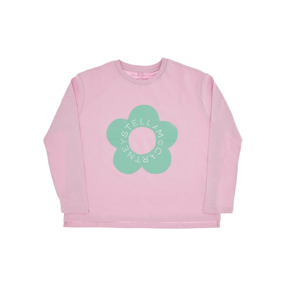 T-shirt con stampa logo fiore