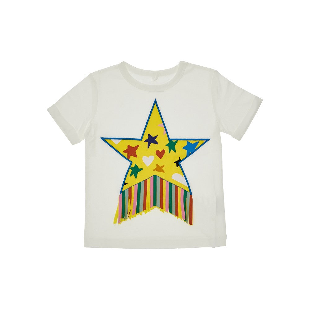 T-shirt con stella e frange