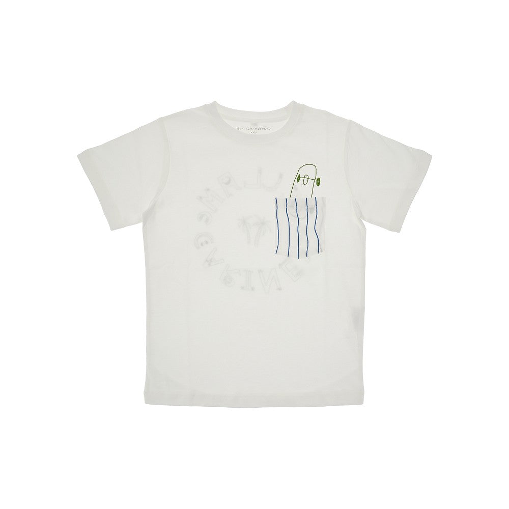 Printed T-shirt with chest patch pocket