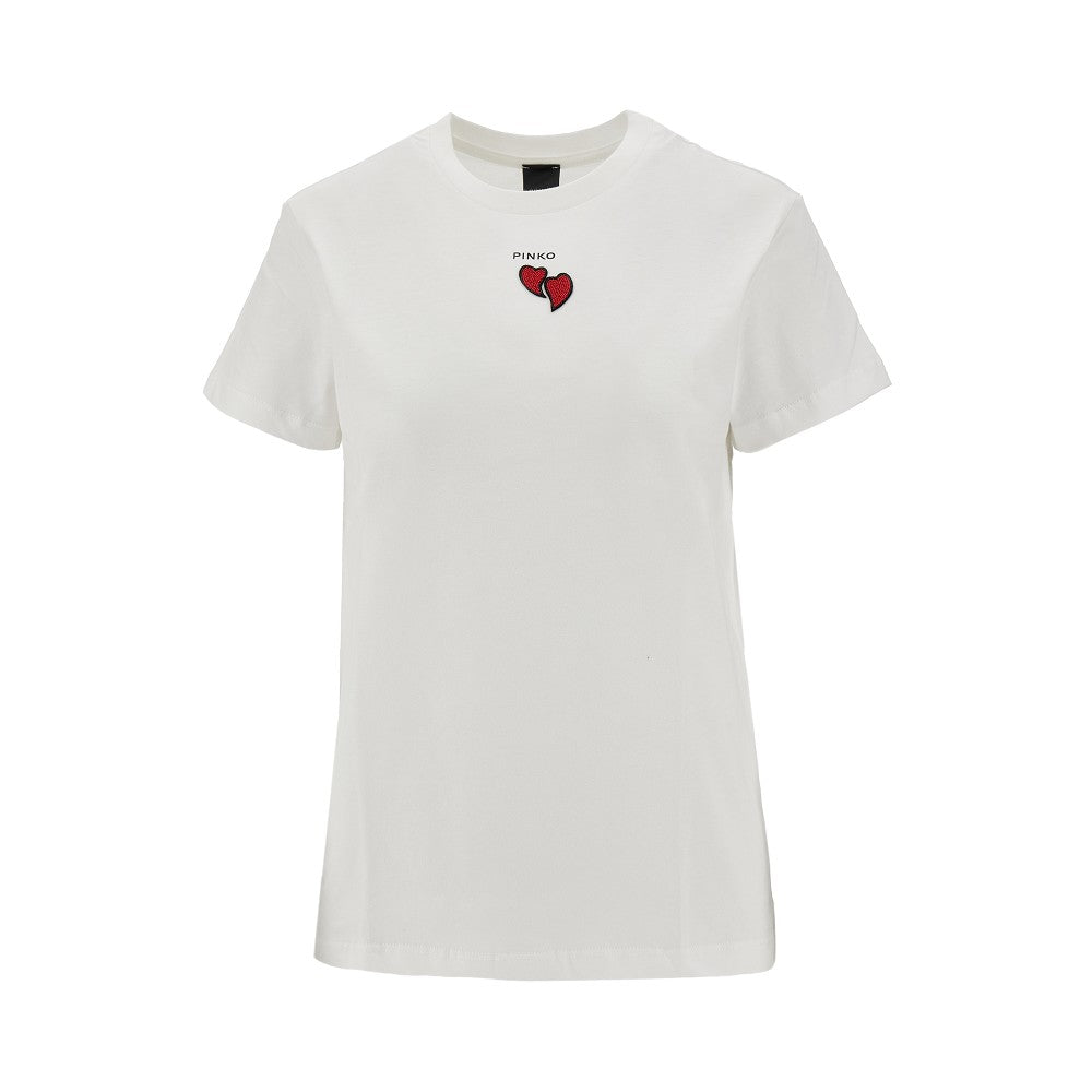 T-shirt con cuori in perline