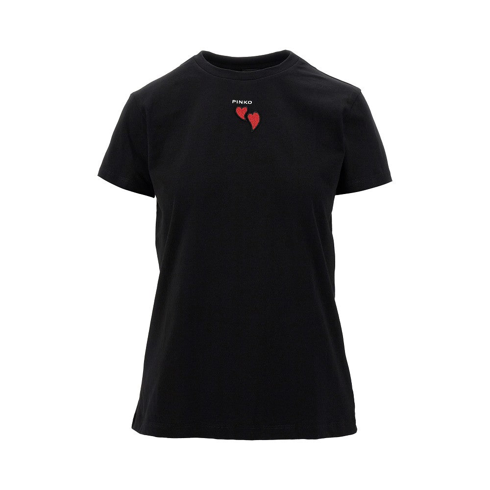 T-shirt con cuori in perline