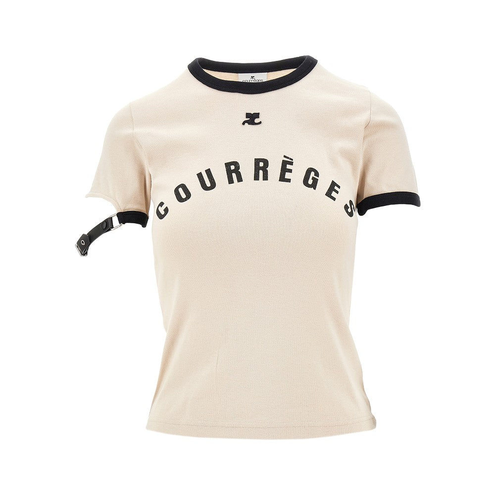 T-shirt con cinturino sulla manica