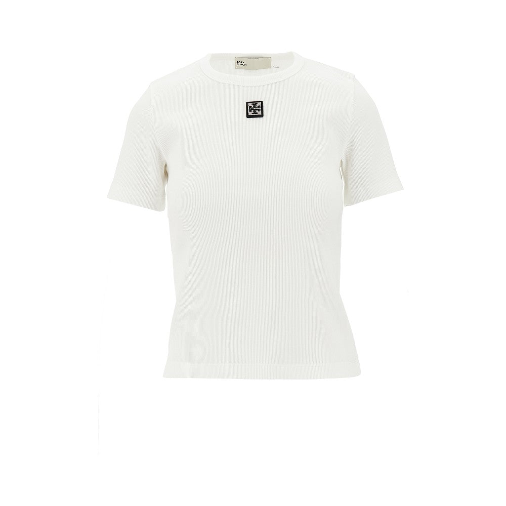 T-shirt a costine con dettaglio Doppia T