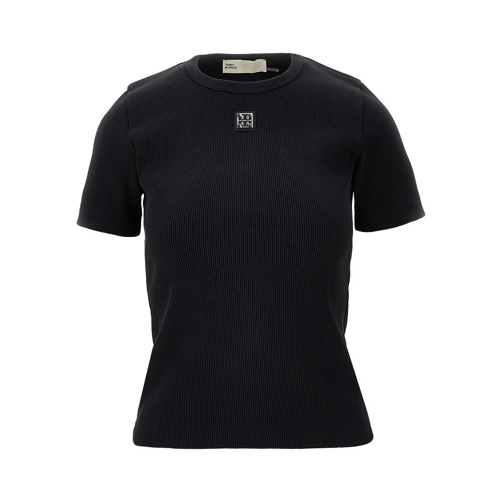 Ribbed T-shirt with Double T detail