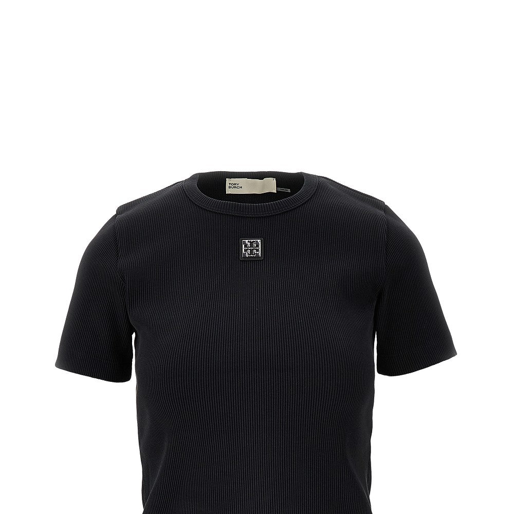 Ribbed T-shirt with Double T detail