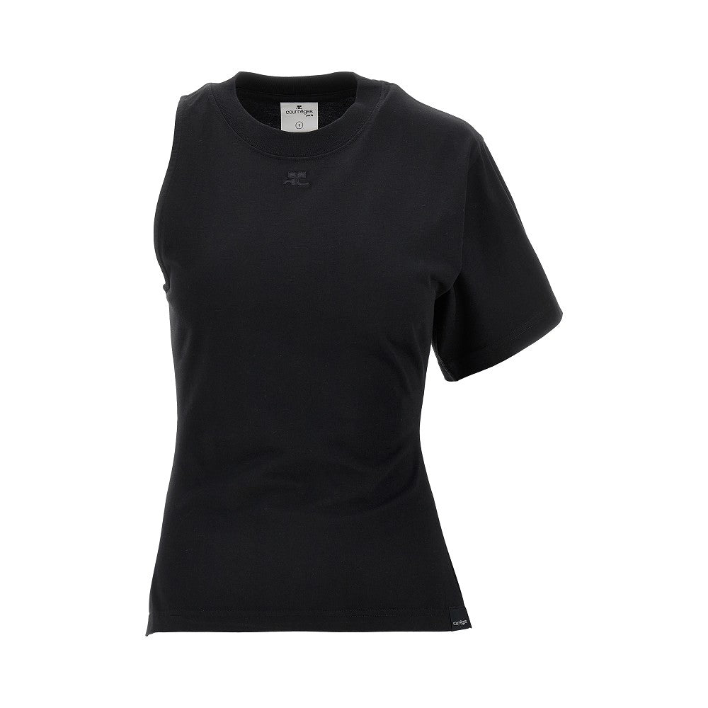 T-shirt asimmetrica in jersey scuba