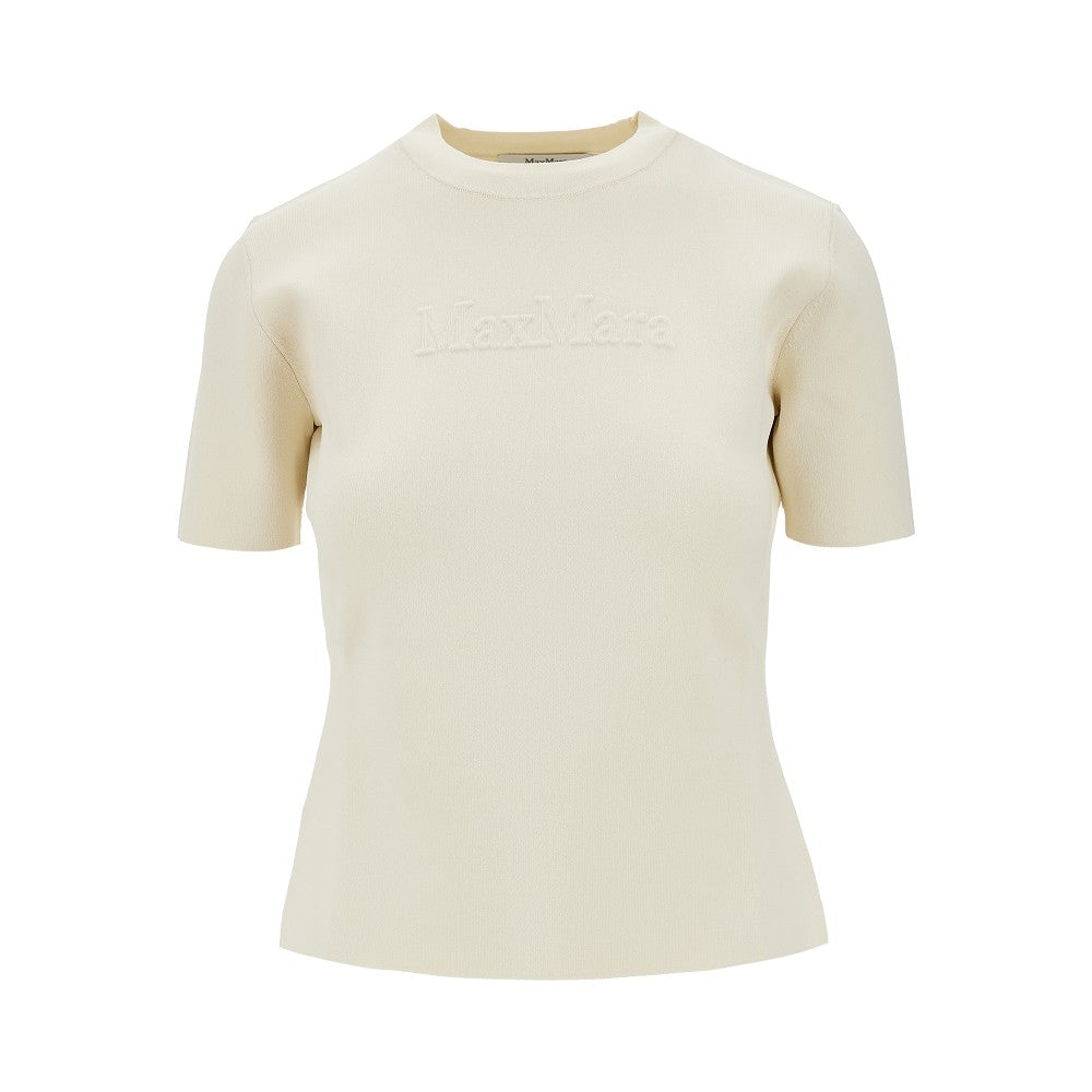 T-shirt in maglia con logo goffrato