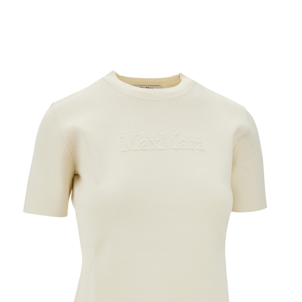 T-shirt in maglia con logo goffrato