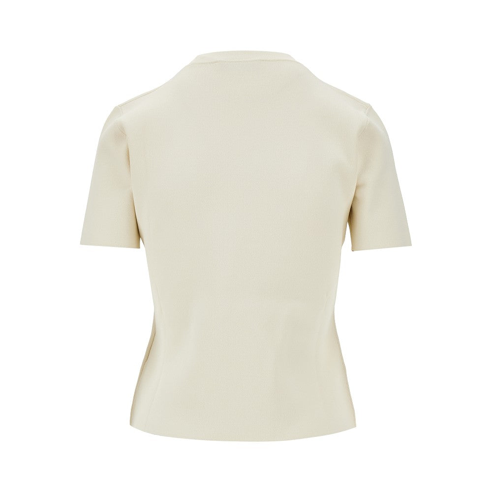 T-shirt in maglia con logo goffrato