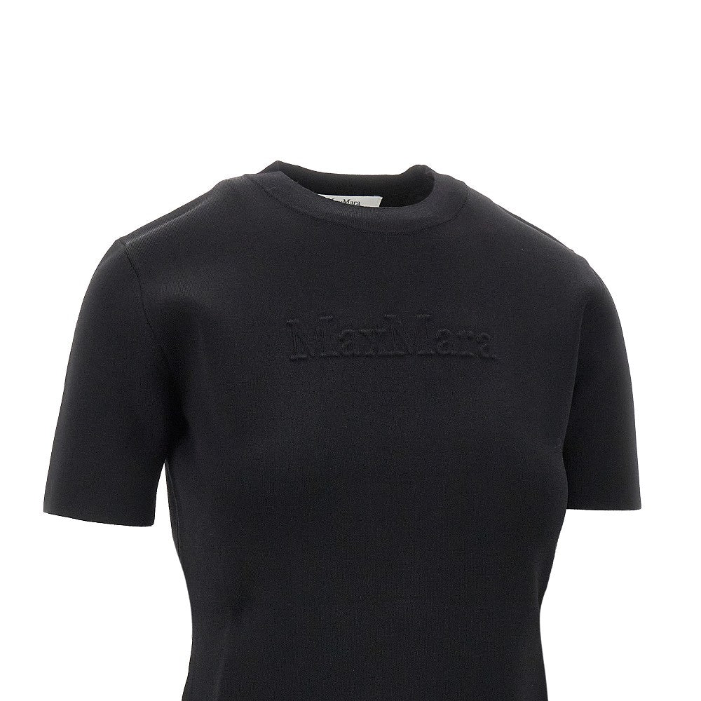 T-shirt in maglia con logo goffrato
