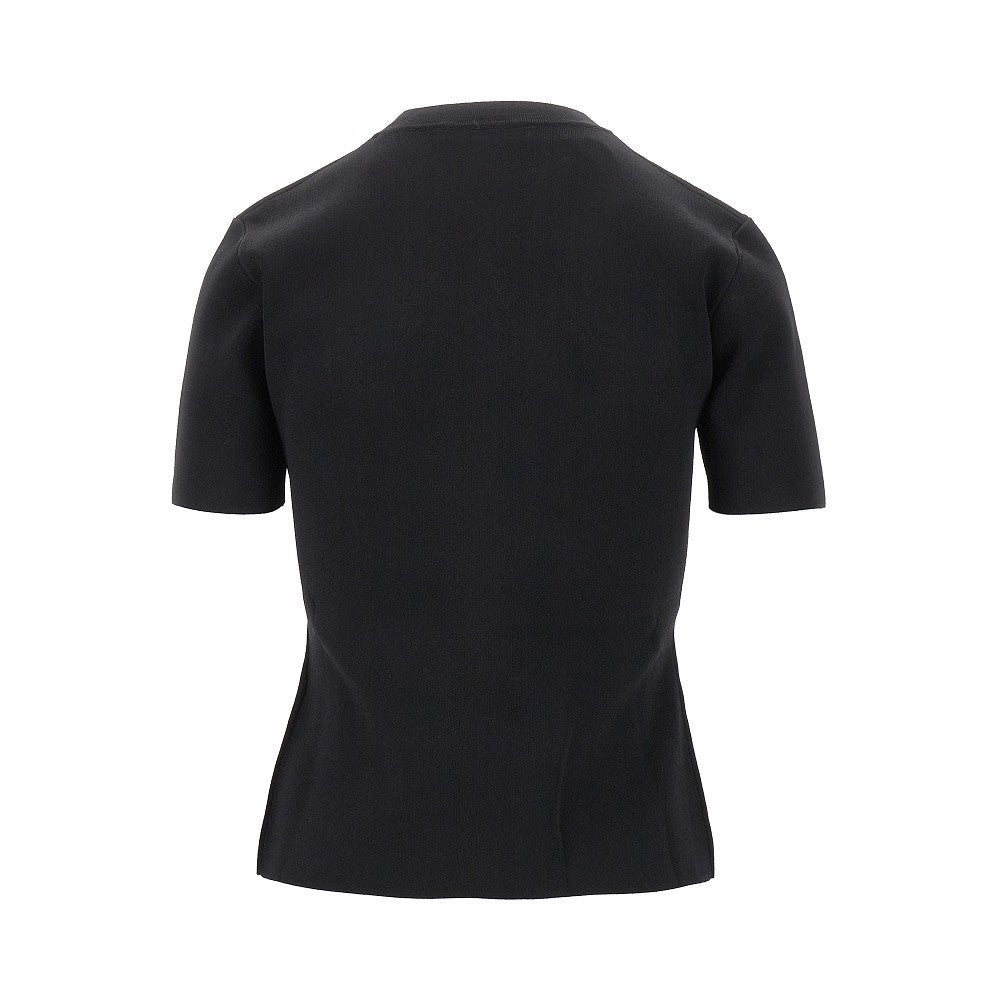T-shirt in maglia con logo goffrato