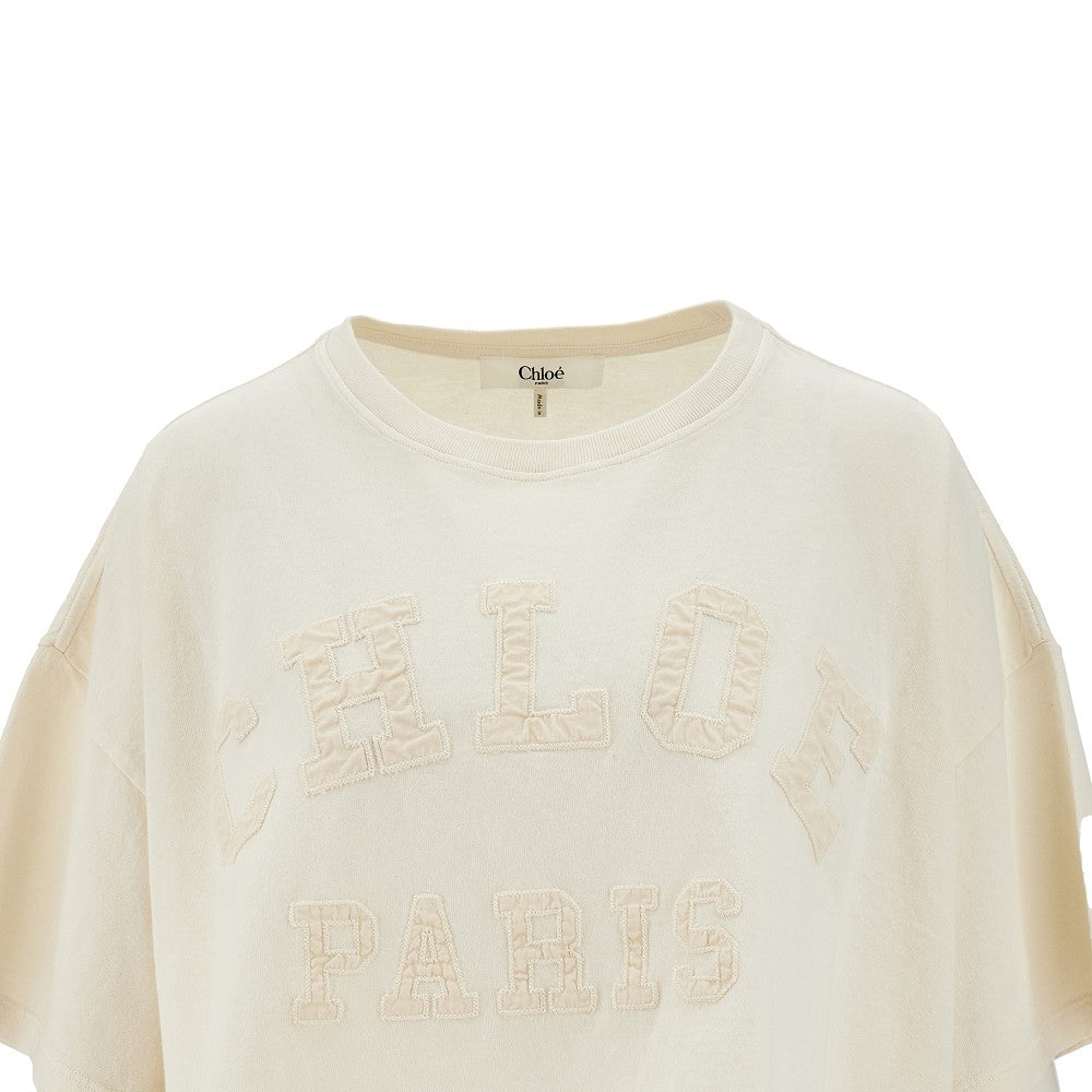 T-shirt cropped con patch logo