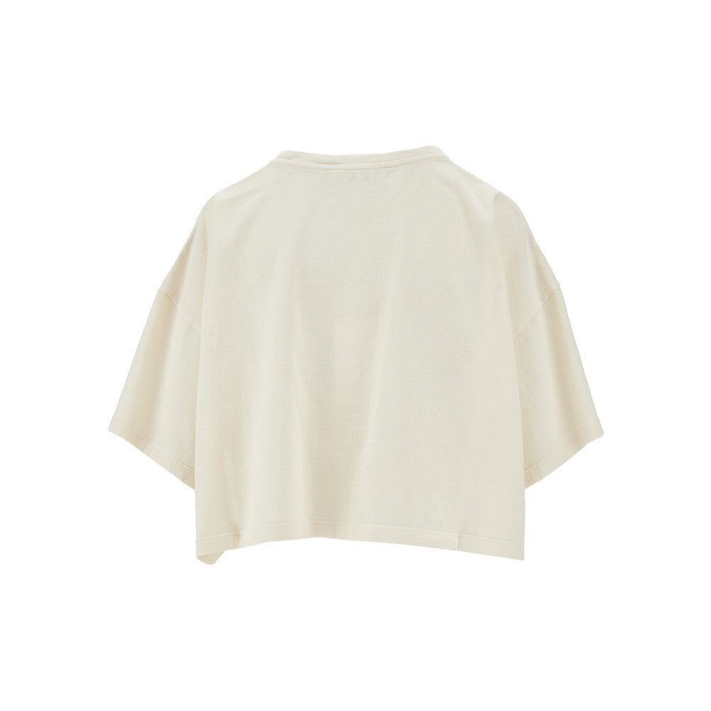 T-shirt cropped con patch logo
