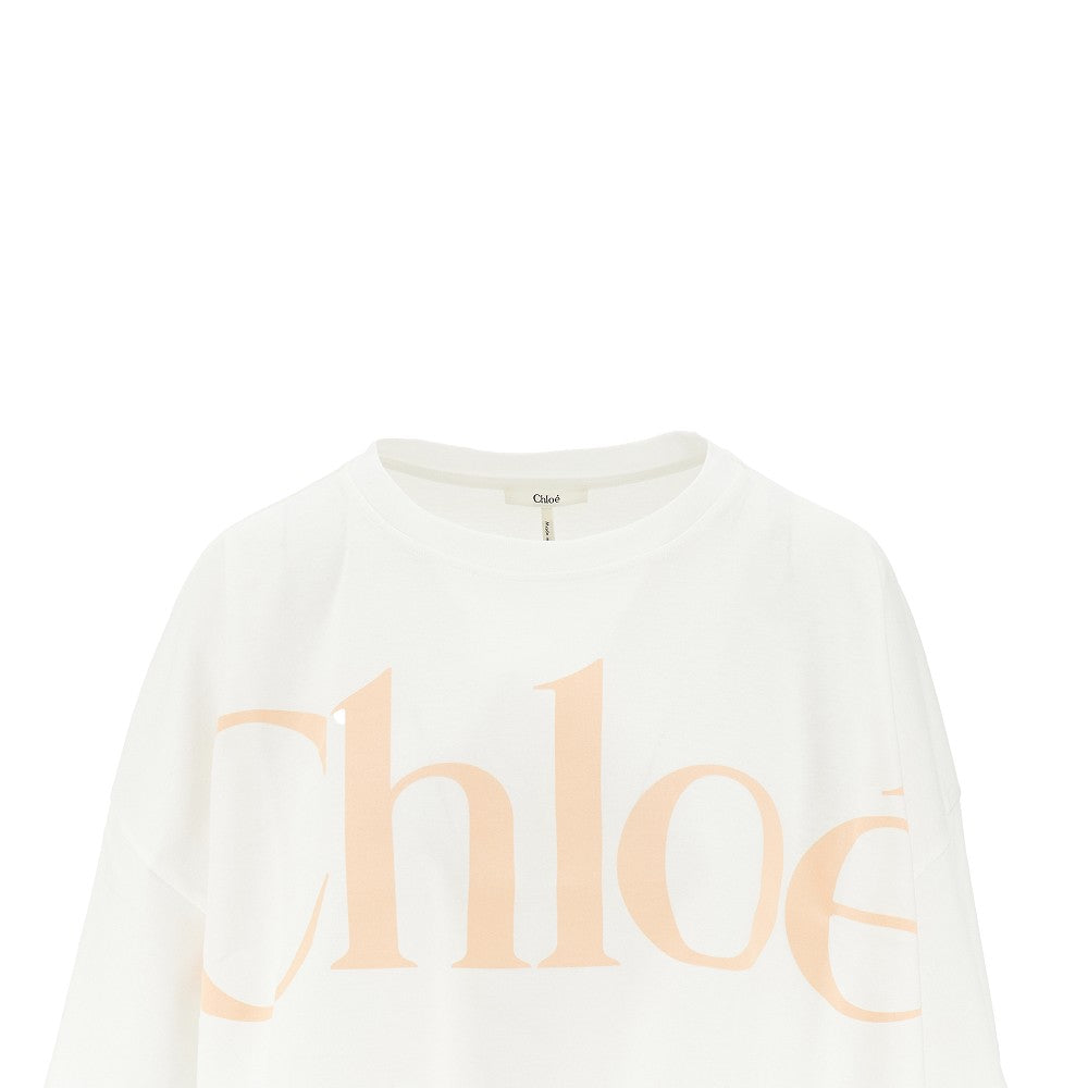 T-shirt cropped con stampa logo
