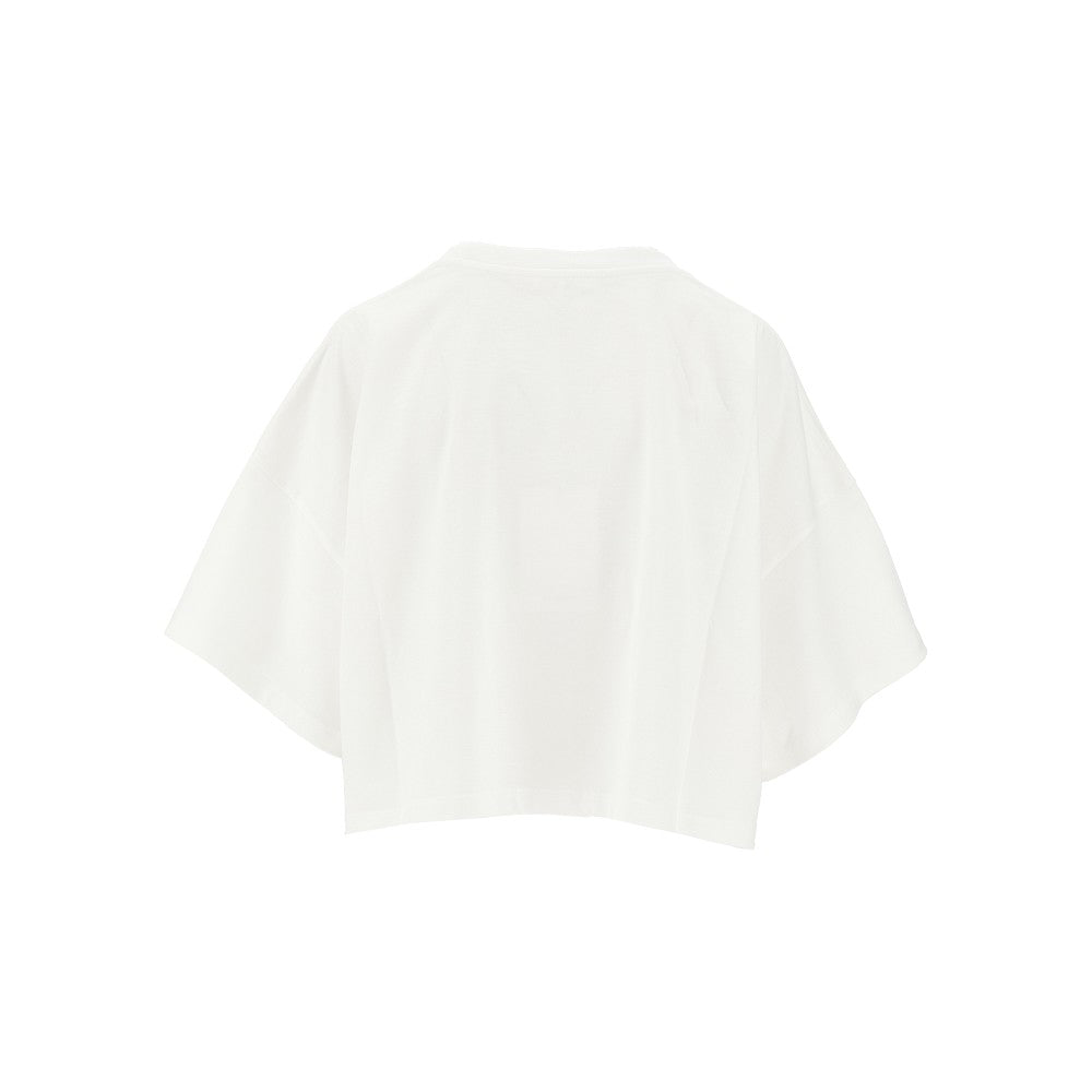T-shirt cropped con stampa logo