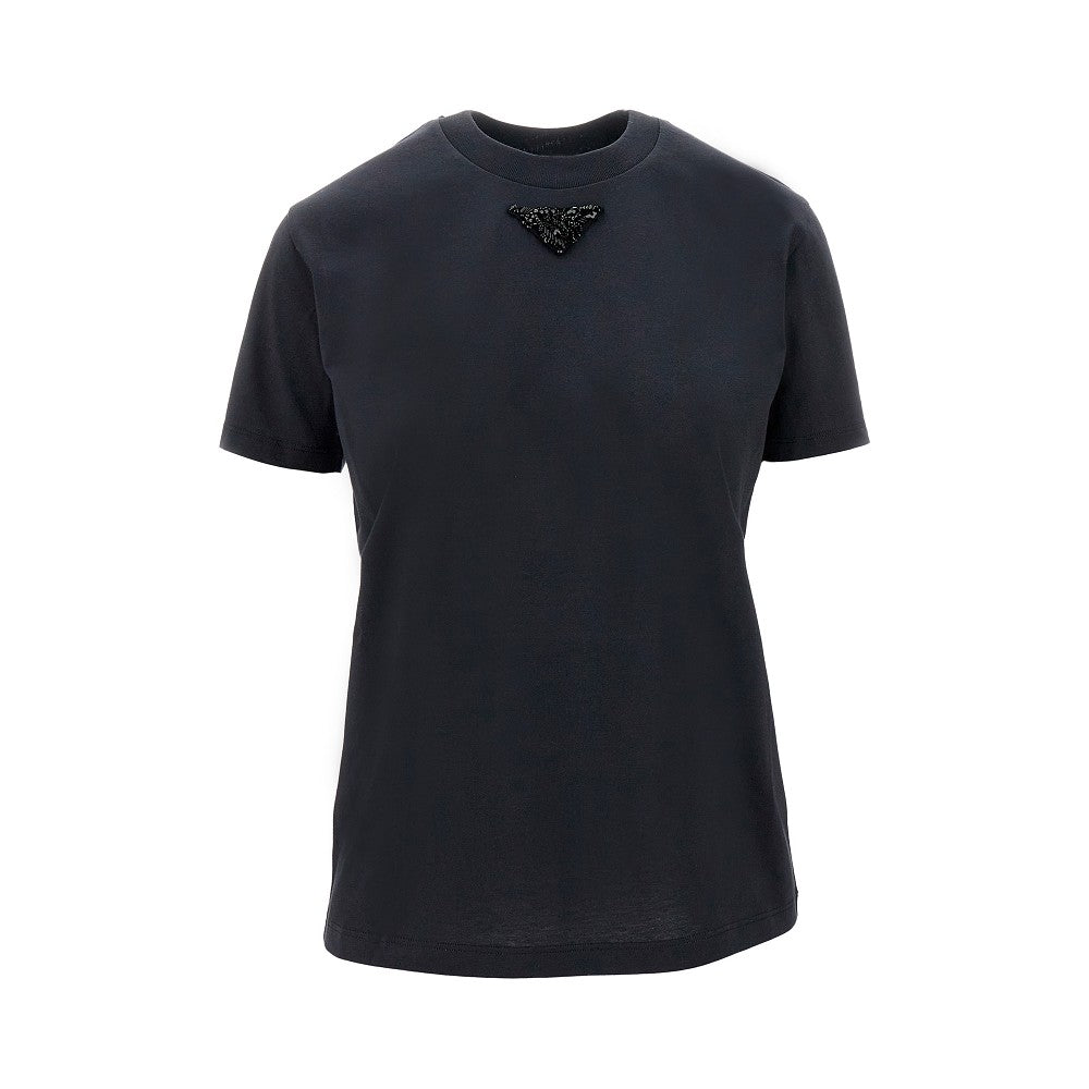 T-shirt con logo triangolo in perline