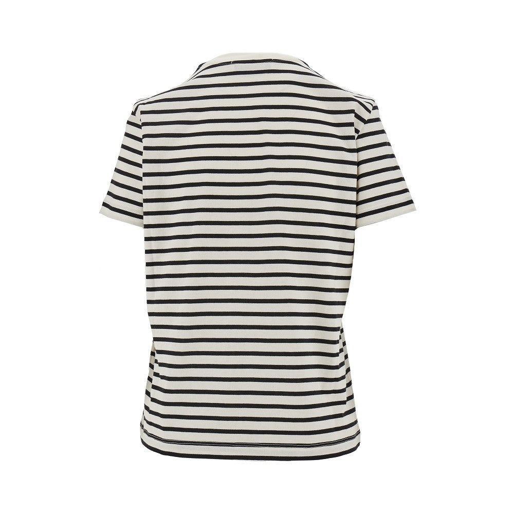 T-shirt a righe con logo ricamato