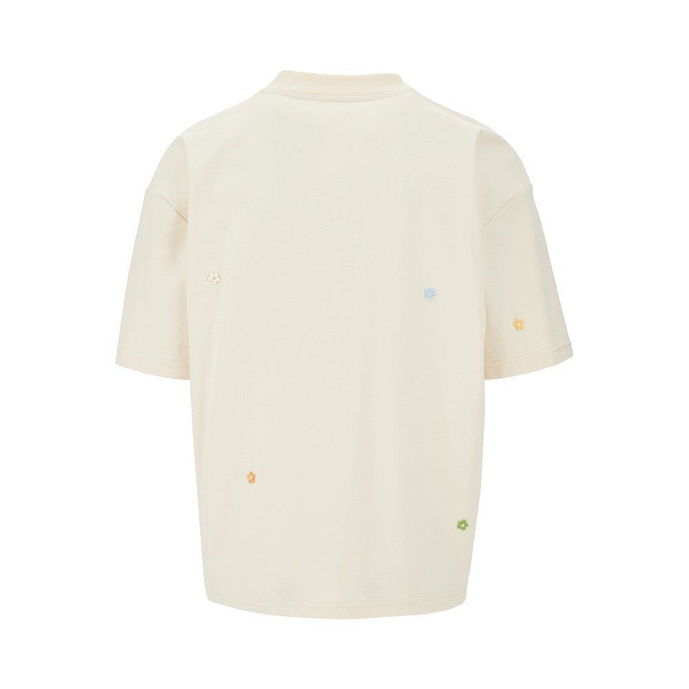 Boxy Fit T-shirt with embroidered flowers
