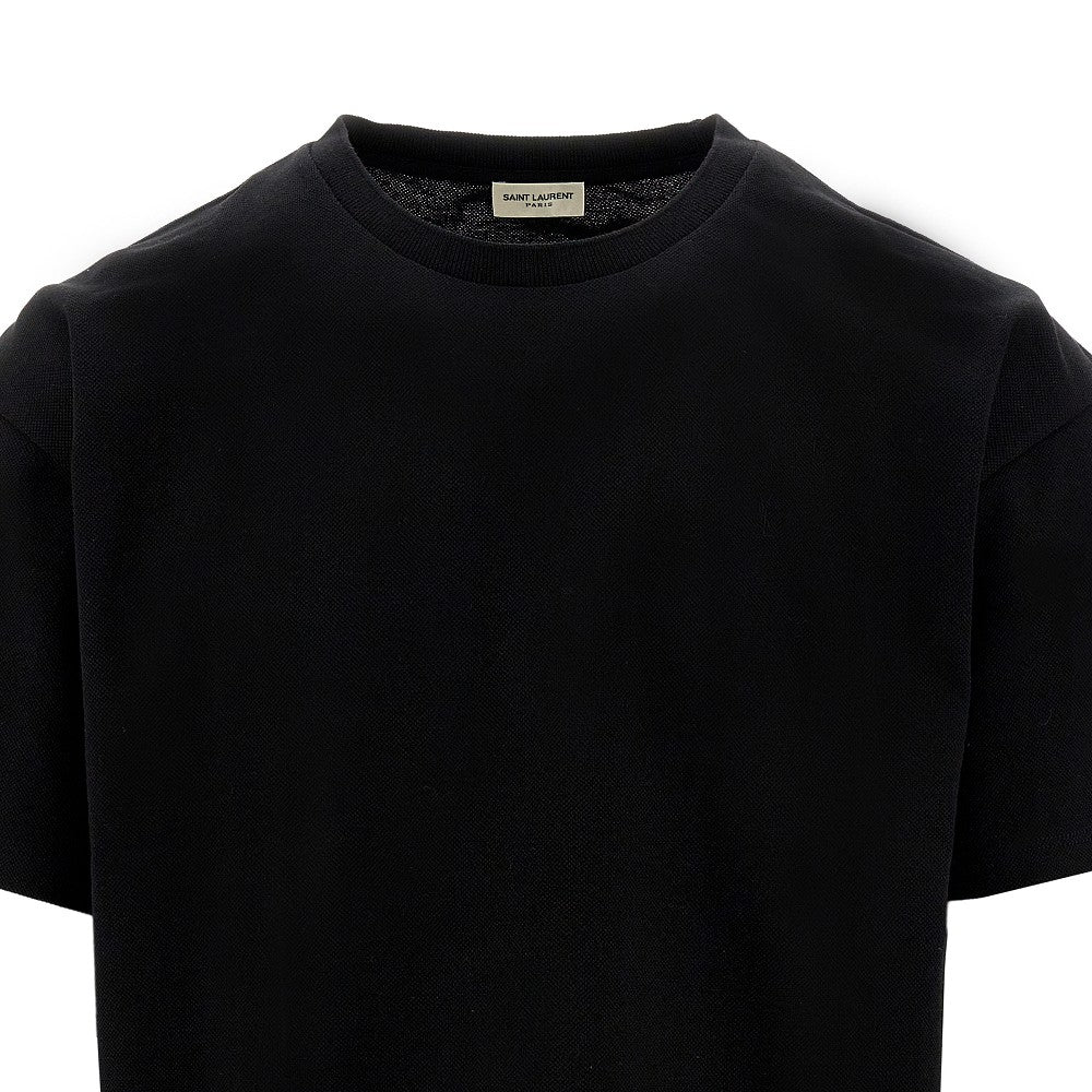 T-shirt in piquet con ricamo YSL