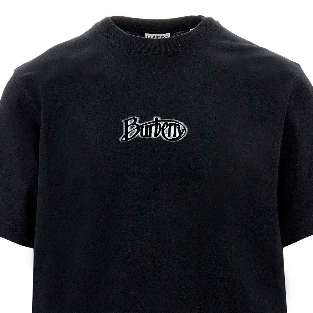 T-shirt con stampa logo floccata
